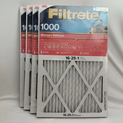 Filtrete 16x25x1 AC Furnace Air Filter MERV 11 MPR 1000 4-Pack - Image 1 of 4
