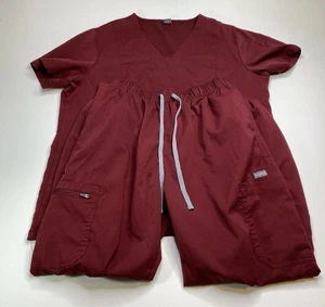 Conjunto Médico NiaaHinn Uniforme de Enfermera Mujer Granate Cuello en V Top Pantalón Jogger - Imagen 1 de 10