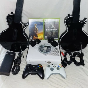 Xbox 360 S Console 320GB + Guitar Hero BUNDLE Guitar Controllers + Games Tested - Picture 1 of 7