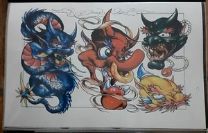 tattoo flash 49 sheets all displayed in a portfolio book - Zdjęcie 1 z 19