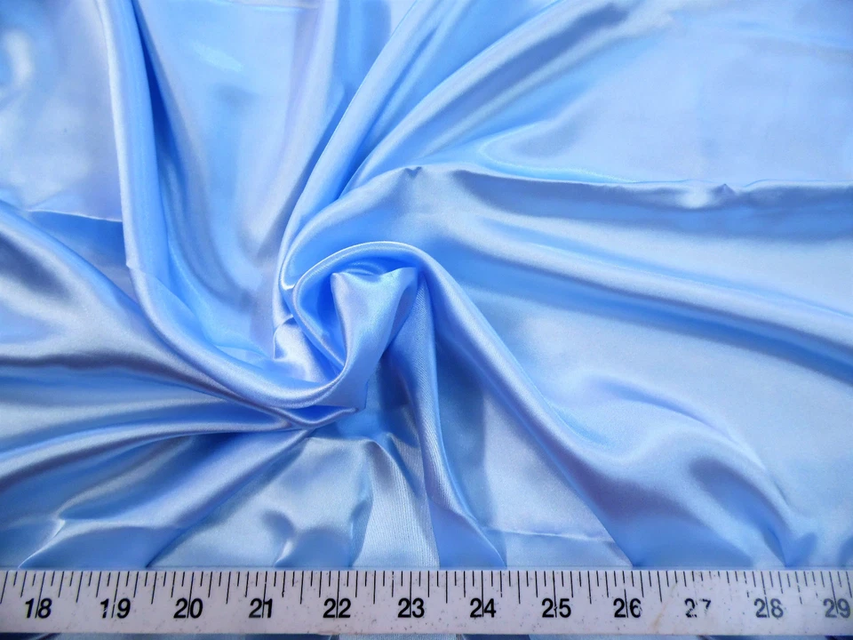 Discount Fabric Charmeuse Silky Bridal Satin Apparel Baby Blue CS11 - Image 1 of 1