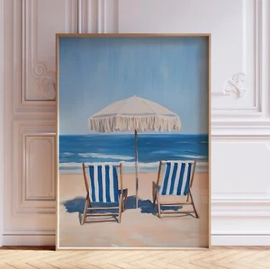 Light Blue Beachy Summer Wall Art Print - Picture 1 of 6