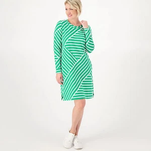 Sport Savvy Size XXS Stripe French Terry Dress w/ Pockets EMERALD A572394 QVC - Picture 1 of 1