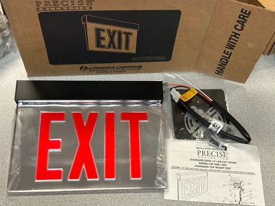 NEW Lithonia Lighting LED Emergency Exit 2 Face Sign LRP B 2 RMR DA 120/277 TM - Image 1 of 4