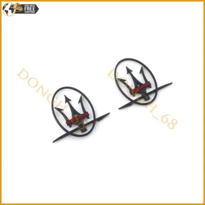 For Maserati Quattroporte GranTurismo Ghibli Levante RH&LH Side Badge Black - Image 1 of 4