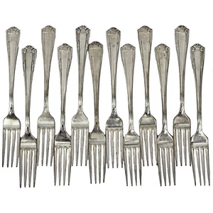 12 Antique Vintage Hotel Silver Plate Dinner Forks St Regis New York Rogers - Picture 1 of 5