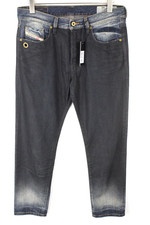 DIESEL Mharky 088AI W32/L32 Men Jeans Grey Blue Pure Cotton Slim Skinny Waxed