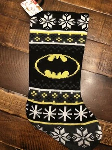 Batman Weihnachtsstrumpf schwarz 18" DC Comics schwarz gelb weiß Ruz Strick Neu mit Etikett - Bild 1 von 6