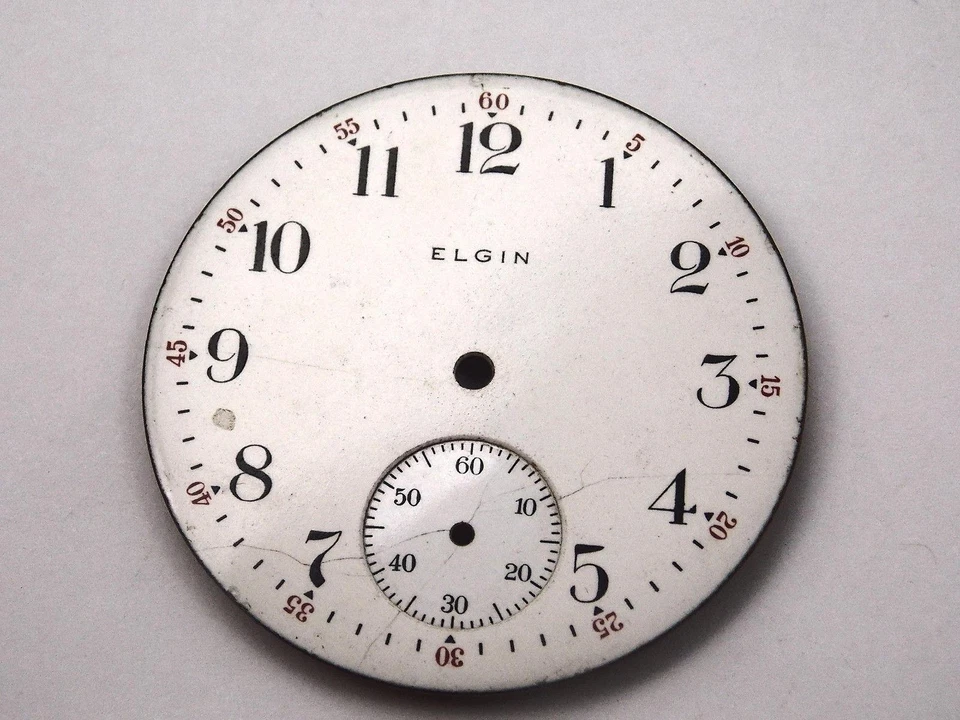 Esfera de reloj para relojes de bolsillo blanca vintage 42,4 mm Elgin National Watch Co Foto 1 de 1