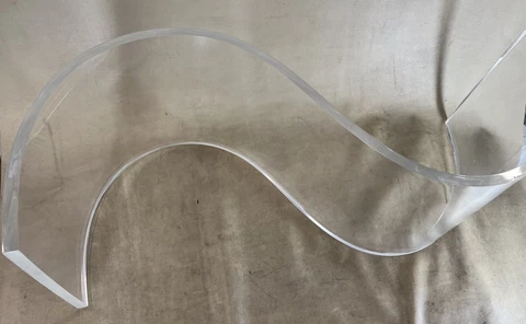 Vintage Charles Hollis? Lucite 37” Coffee Table Base S Snake Wave Design MCM Cover