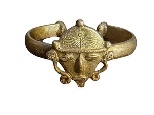 Vintage 1970s Brutalist Face Cuff Bracelet – Heavyweight Meta - Picture 1 of 8