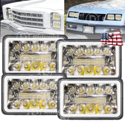 DOT Approved 4pcs 4x6" LED Headlights Hi/Lo Beam for Chevy C10 C20 C30 Camaro EI - Image 1 of 4