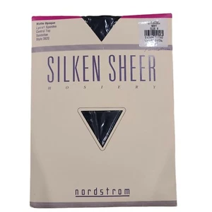 Nordstrom Silken Sheer Pantyhose Sz A NAVY Control Top Matte Opaque NOS Vintage - Picture 1 of 2
