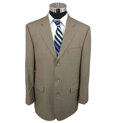 Stafford 2 Piece Suit Mens 40R Brown Pure Wool Pants 32x30 Cuffed Pleated 3 B - Image 1 of 4