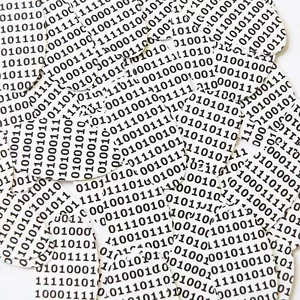 Sequin Oval 1.5" Black White Binary Tech Code Print Out Opaque - Picture 1 of 2