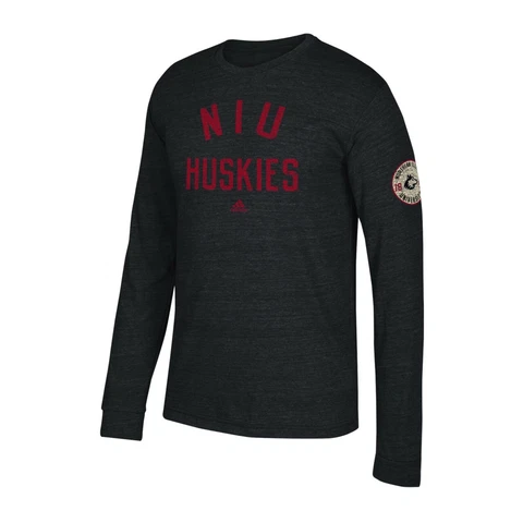 Northern Illinois Huskies NCAA Adidas Men's Arched Heritage Vault Black T-Shirt Cover