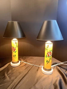 PAIR Of JAPANESE CLOISONNE CYLINDER LAMP’s 12" - Picture 1 of 15