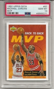 1992 UPPER DECK #67 MICHAEL JORDAN, PSA 10 GEM MINT, HOF, CHICAGO BULLS, L@@K - Picture 1 of 1