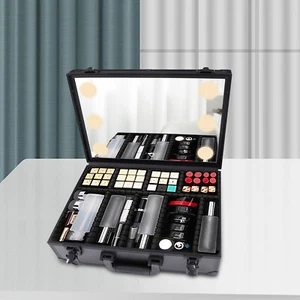 Reise Kosmetik Aufbewahrungsbox Friseurkoffer Schminkkoffer Mit Licht +Spiegel - Bild 1 von 24