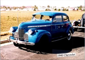 1940 Chevrolet Special Deluxe blue auto car show photo 3.5x5 FREE SHIPPING - Picture 1 of 2