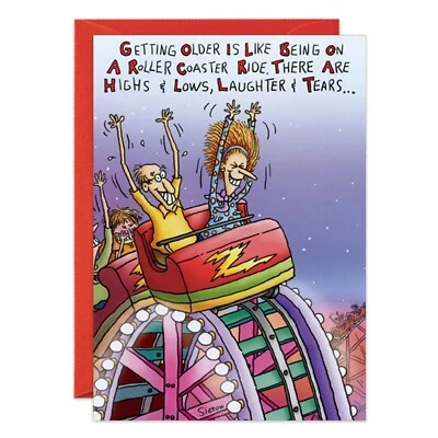 Humor Funny Roller Coaster Birthday Card  Her Friend Oatmeal Studios  - Image 1 of 3