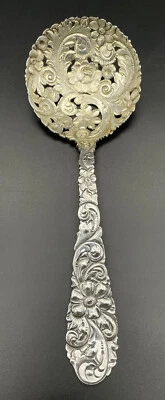 Cuchara para servir hielo/guisante de plata esterlina perforada Hamilton & Diesinger moldeada inusual Foto 1 de 4