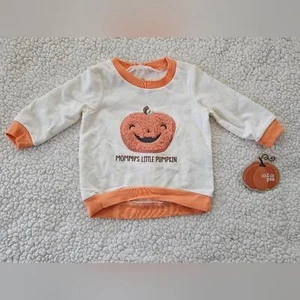 Chick Pea Pullover "Mommy's Little Pumpkin" creme und orange Gr. 3-6mo - Bild 1 von 5