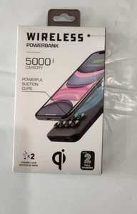 Wireless PowerBank w/ Suction Cups 5000 mAh Capacity Up To 2 Full Charges Black - Picture 1 of 2