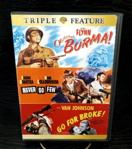 DVD War Movie Triple Feature Objective Burma - Never So Few - Go For Broke NR - Foto 1 di 4