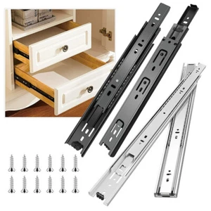 1-10Pair Full Extension Drawer Slides Rails 10"-28"100LB Side Mount Ball Bearing - Picture 1 of 13