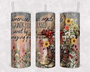 American Made Country Raised Christian Stainless Steel Tumbler - Picture 1 of 3
