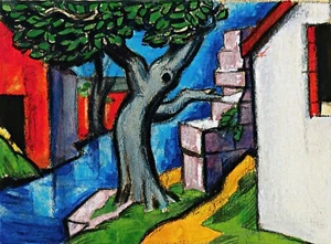 Reproducción artística de pintura de árbol místico de Oscar Bluemner - Imagen 1 de 3