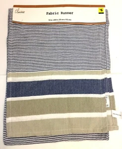 Fabric Table Runner Striped 100% Cotton Made in India 13" x 68" - Picture 1 of 6