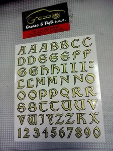 Adesivi Adesivo Auto Moto Kit lettere a Numeri ORO fogli 160x135 lettera 15 mm - Bild 1 von 1