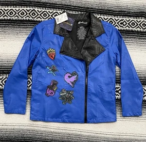 Disney Descendants 3 Biker Jacket Girls 14 L Blue Faux Leather Wickedly Fierce - Picture 1 of 16