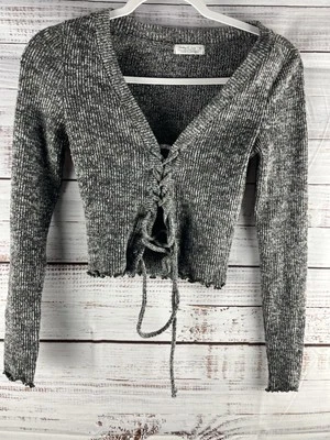 Haley & June Crop Top Junior X-Small Gray Long Sleeve Stretch - Image 1 of 4