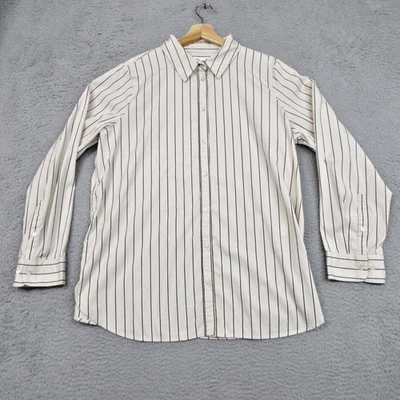 Banana Republic Shirt Mens XL Tall Beige White Pinstripe Button Down Long Sleeve - Image 1 of 4