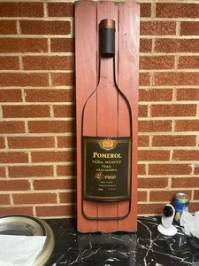 POMEROL Vista Monty 1986 pared ARTE Louis botella de vino tinto metal madera - Imagen 1 de 10
