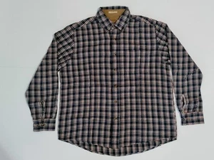Field & Stream Mens Vintage Large Dark Blue Plaid Button Down Long Sleeve Shirt - Picture 1 of 8