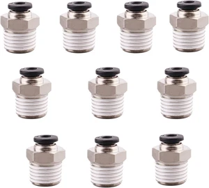 Paquete de 10 tubos de 5/32" OD x 1/4" NPT macho empuje recto para conectar accesorios de tubo - Imagen 1 de 12