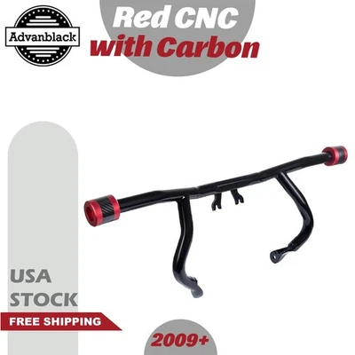 CNC vermelho com carbono ProTek dianteiro High Way Peg barra de choque de um passo compatível com 09+ Harley - Imagem 1 de 4