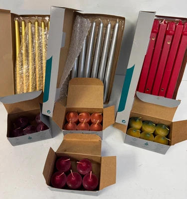 LOT x39 Partylite 10" Metallic Silver/Gold/Red Candles Taper M1084 83 V0650 623 - Photo 1/4