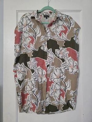 Vestido recto The Limited para mujer con botones rosa marrón floral talla grande Foto 1 de 4