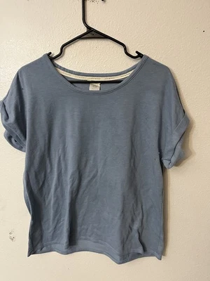 Lucky Brand 睡眠衬衫大号蓝色纯色长袖休闲女式 S/S — 第 1/4 张图片