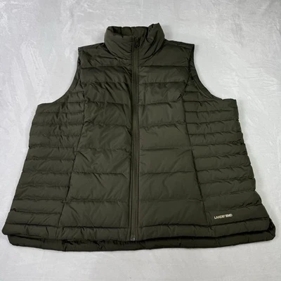 LANDS END Down Puffer Vest Womens 1X Plus Hunter Green Quilted Hiking Outdoor - Image 1 of 4