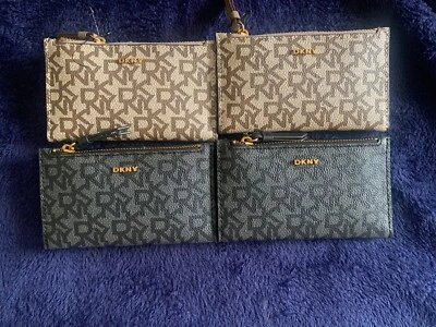 DKNY BRYANT TARJETERO PLEGABLE CARTERA MARRÓN PVC LOTE DE 4 NUEVO CON ETIQUETAS  Foto 1 de 4