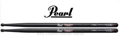 Pearl 110HBC Black Drum Sticks 1pair Hickory Black lacquer New w/Tracking No. - Image 1 of 2
