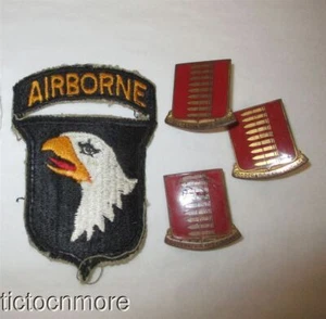 US WWII 101ST AIRBORNE DIVISION PATCH 597th FIELD ARTILLERY BATTALION BADGE PINS - Picture 1 of 11