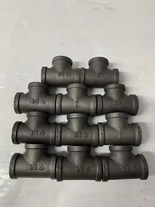 (10 Pack) 3/4" Female Tee Black Malleable Iron 150 Pipe T Fitting Lot Set - Picture 1 of 6