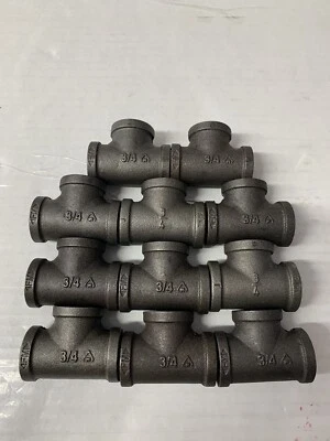 (10 Pack) 3/4" Female Tee Black Malleable Iron 150 Pipe T Fitting Lot Set - Image 1 of 4